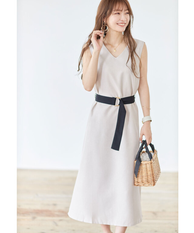 成瀬愛里さん着用 配色ベルトaラインワンピース