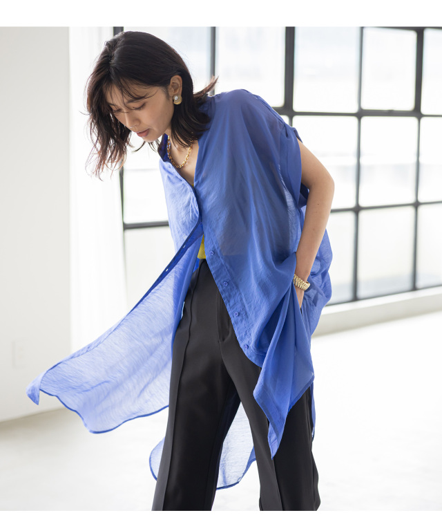 DEUXIEME CLASSE - ロイヤルブルー　カフス　ロングシャツ　LONG SHIRT DEUXIEME CLASSE（シャツ/ブラウス(長袖/七分)）のフリマ