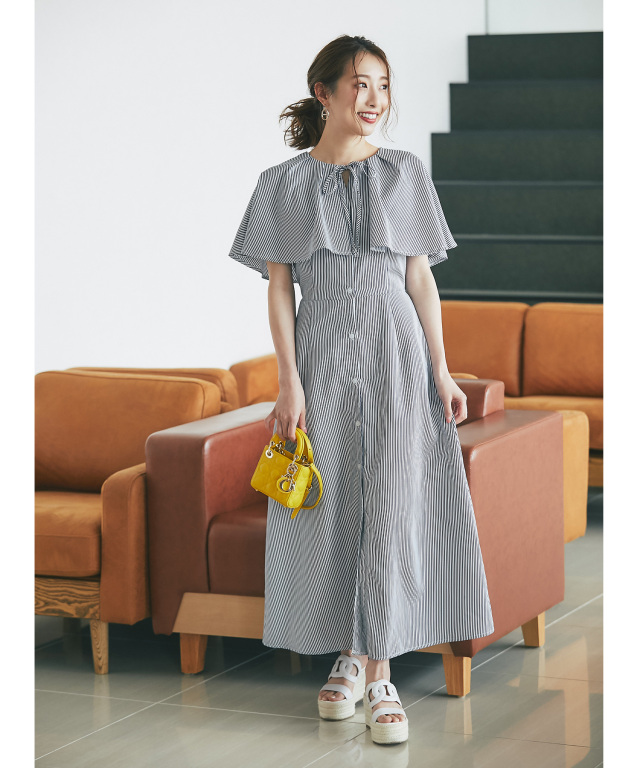 冨張愛さん着用】ケープカラーワンピース 