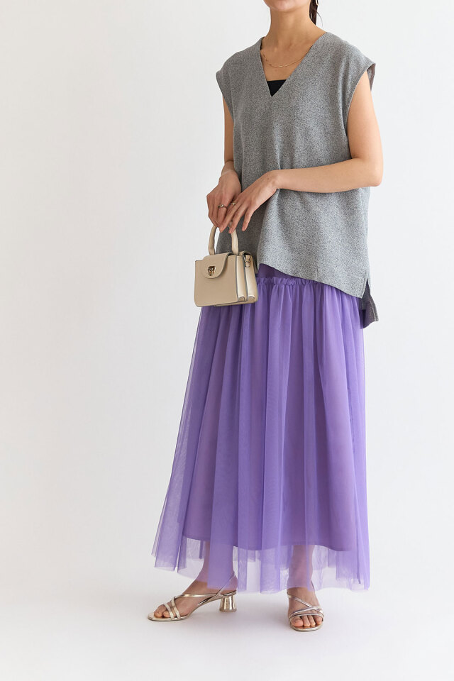 チュールボリュームギャザースカート