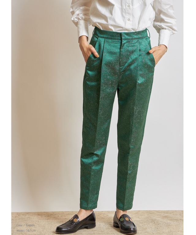 ニュアンスパターンジャガードテーパードパンツ/#30 グリーン