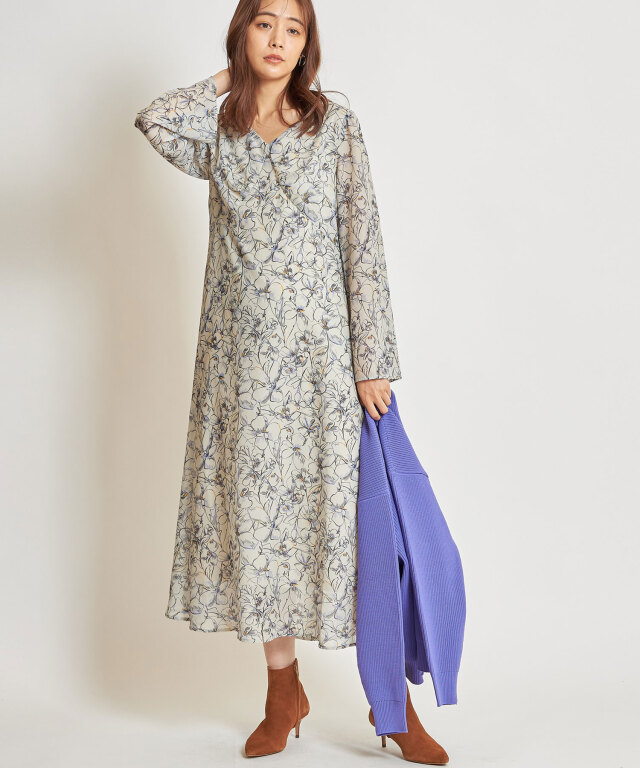 シアーフラワーロングワンピース