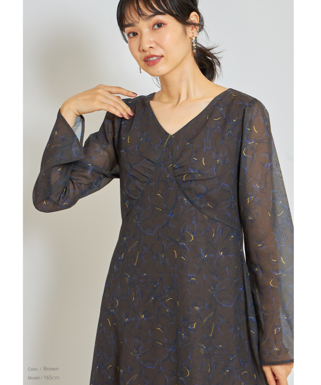 極美品　近年モデル　定価2万　ローラシュレイ　シアーフラワーワンピース　花柄 LAURA ASHLEY（ローラアシュレイ）の「◇シアーフラワー