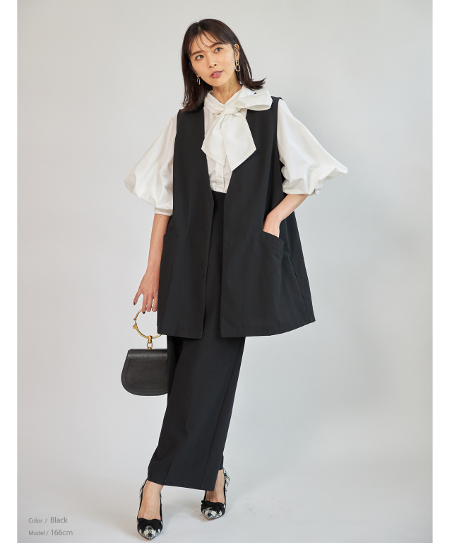 ロングジレワイドパンツセットアップ