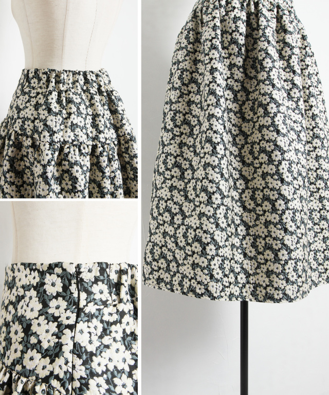 マシェリコラボ》フラワージャガードスカート