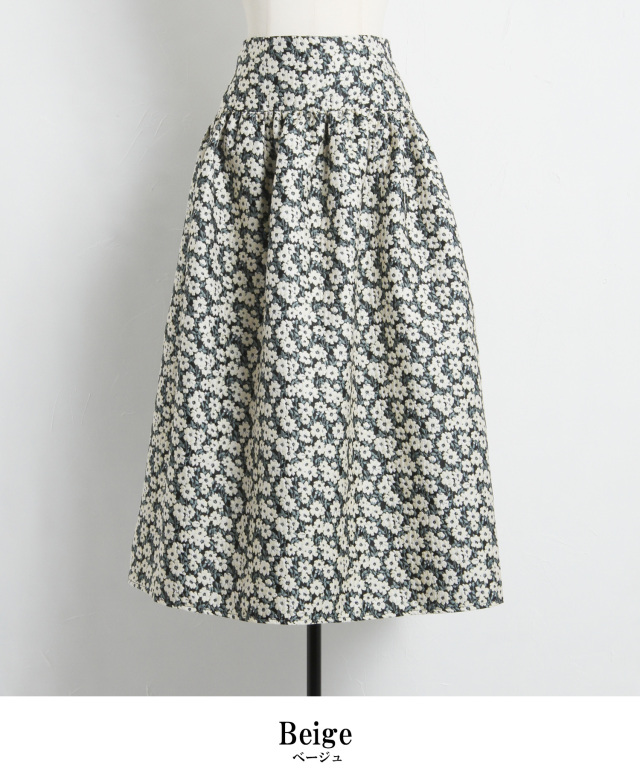 マシェリコラボ》フラワージャガードスカート 