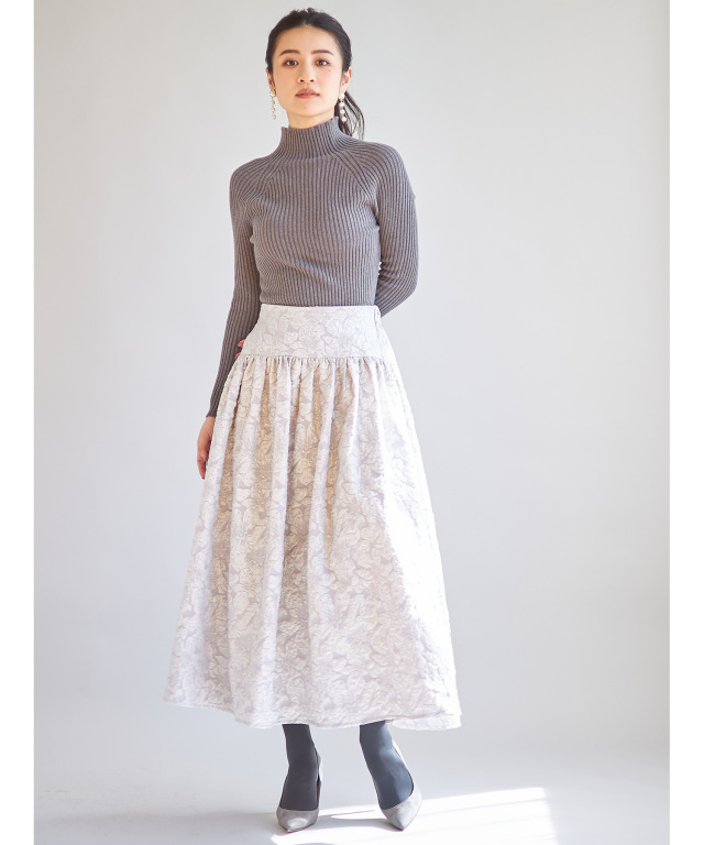 高田麻紀子さんコラボ】ジャガードフラワースカート