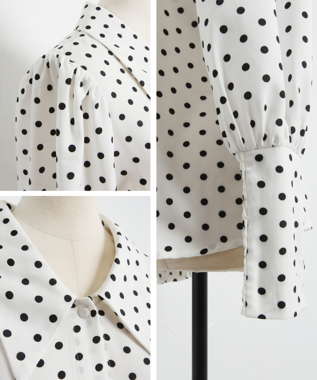 佐藤匠さん着用】ビッグカラードットブラウス