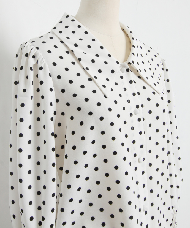 佐藤匠さん着用】ビッグカラードットブラウス