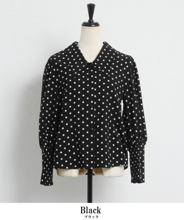 佐藤匠さん着用】ビッグカラードットブラウス