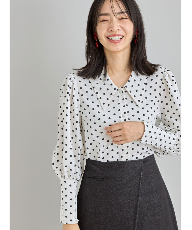 佐藤匠さん着用】ビッグカラードットブラウス