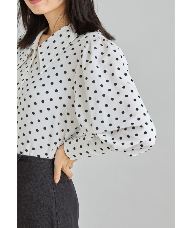 佐藤匠さん着用】ビッグカラードットブラウス