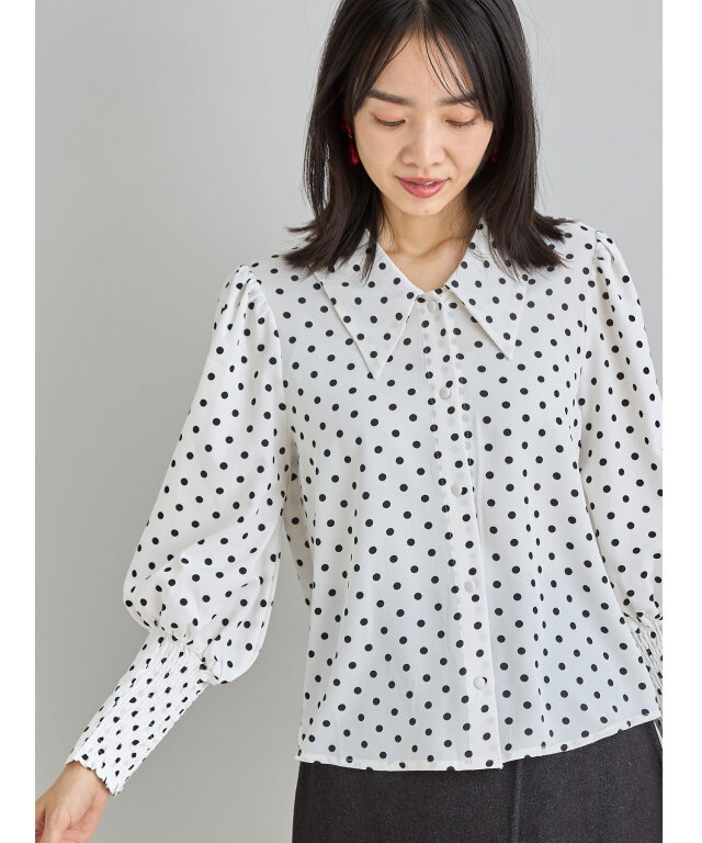 佐藤匠さん着用】ビッグカラードットブラウス