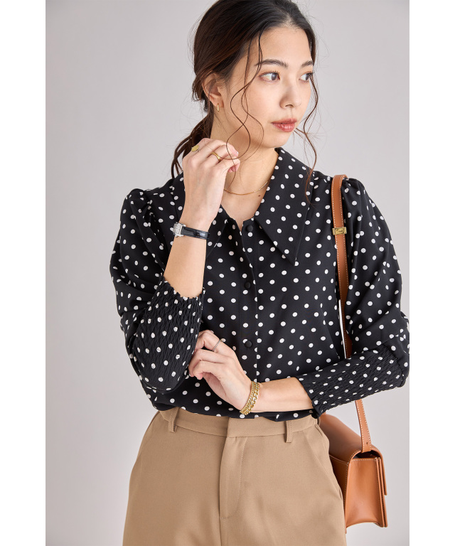 佐藤匠さん着用】ビッグカラードットブラウス