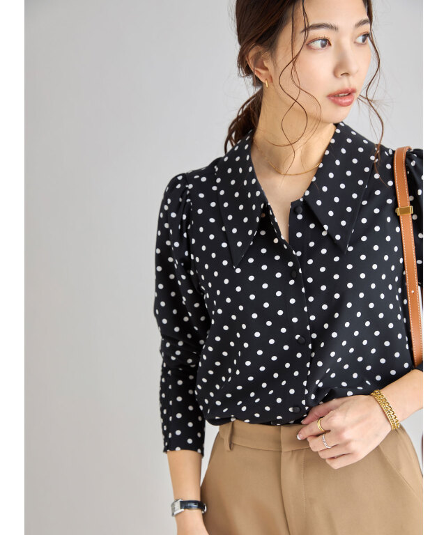 佐藤匠さん着用】ビッグカラードットブラウス
