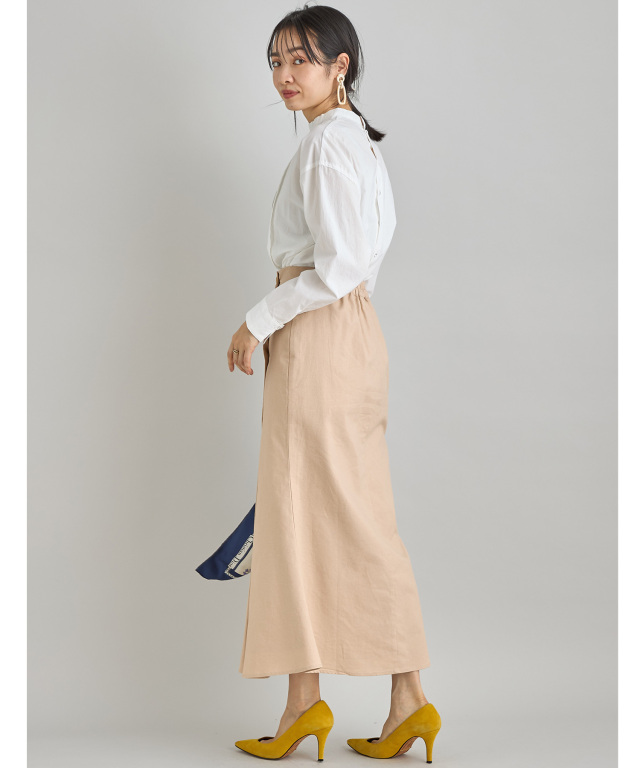 成瀬愛里さん着用】リネン混ラップロングスカート