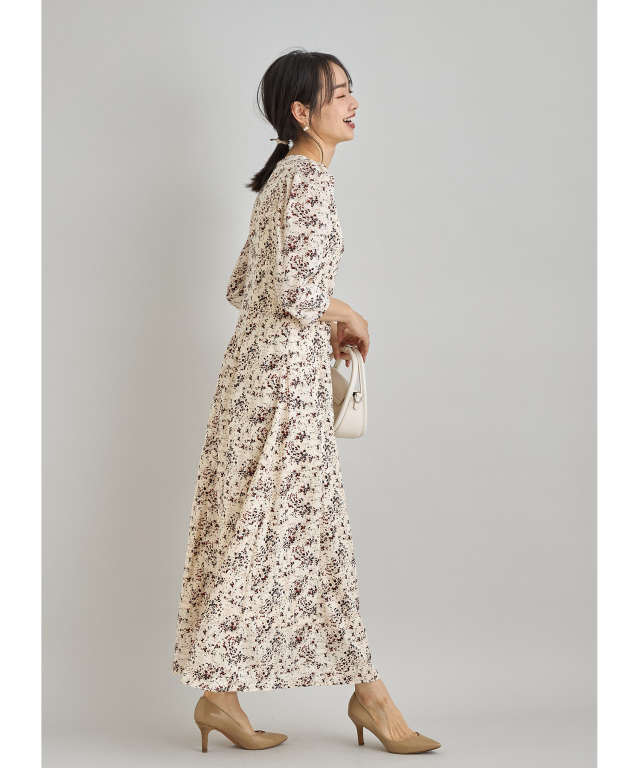 ワンピース FLORAL PRINT DRESS 成瀬愛里さん着用】モザイクフラワープリントワンピース