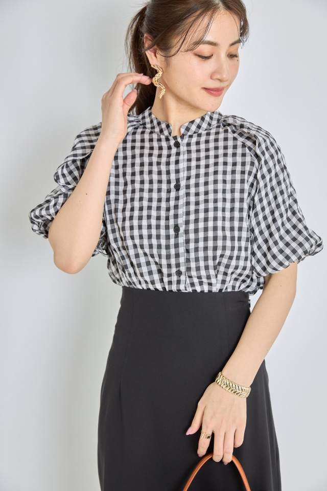 ギンガムチェックブラウス