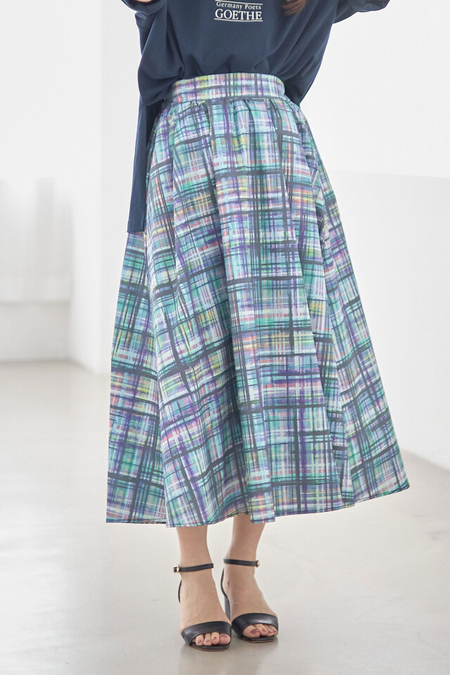 モザイクチェックフレアスカート