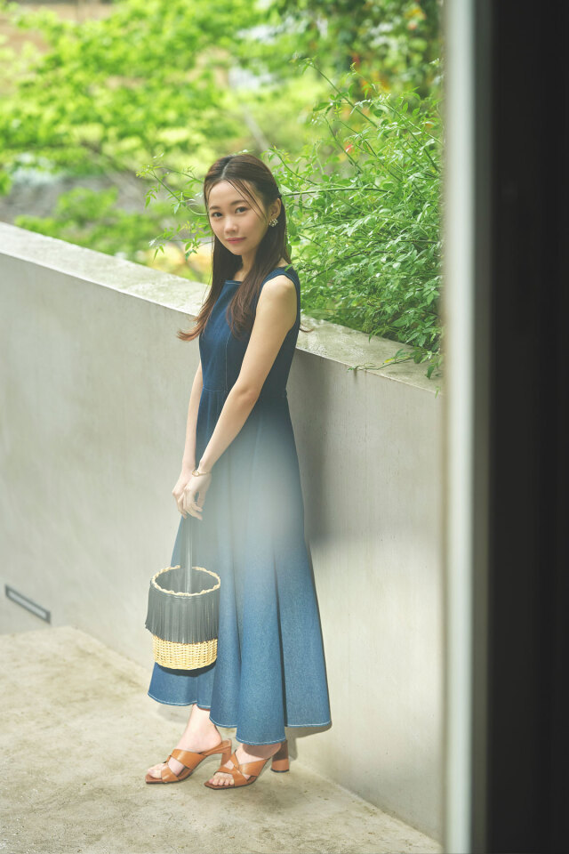 水越みさとさんコラボ】デニムノースリーブワンピース