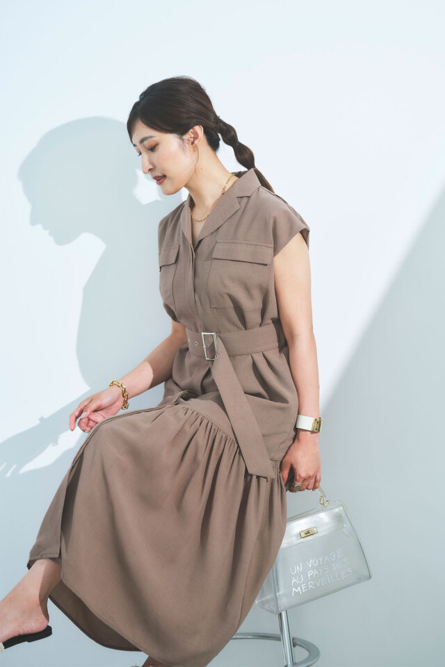 ベルテッドサファリワンピ