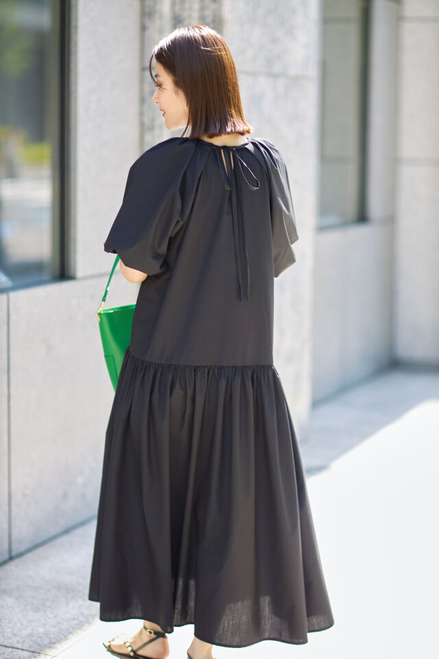 リムアーク ボリュームスリーブワンピース ブラック 前後2WAYボリュームスリーブワンピース