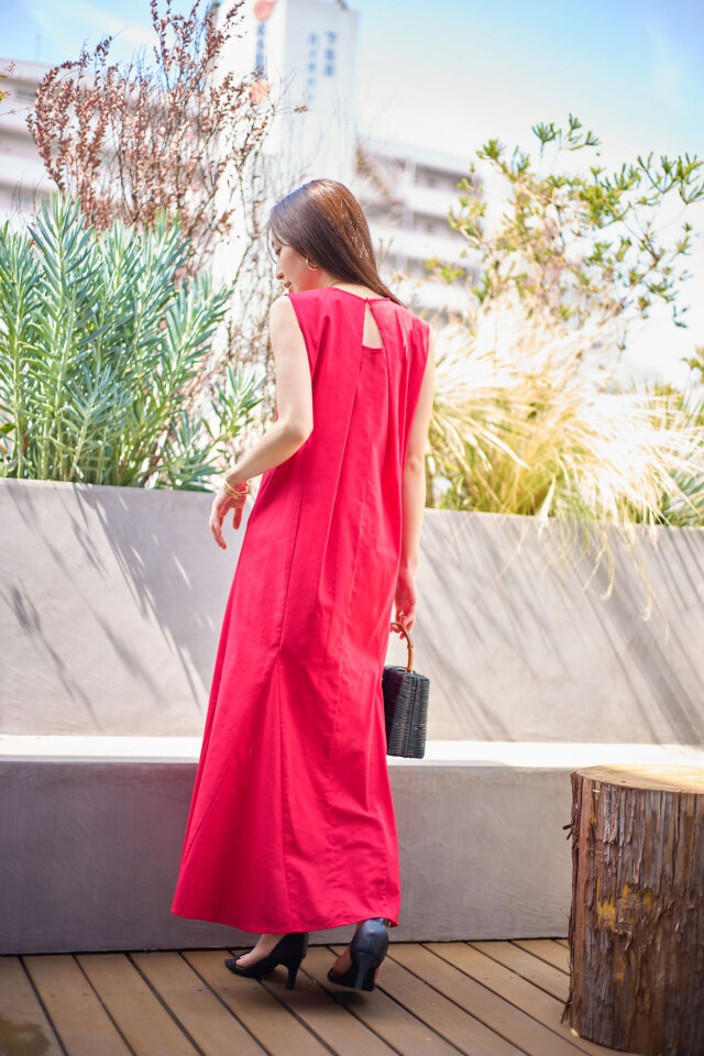 バックタックリネンマーメイドワンピース