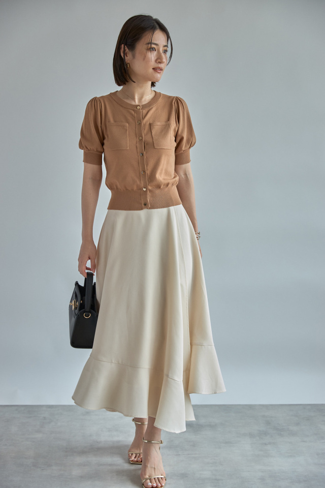 ラップ風フレアスカート 