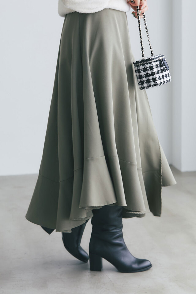 ラップ風フレアスカート