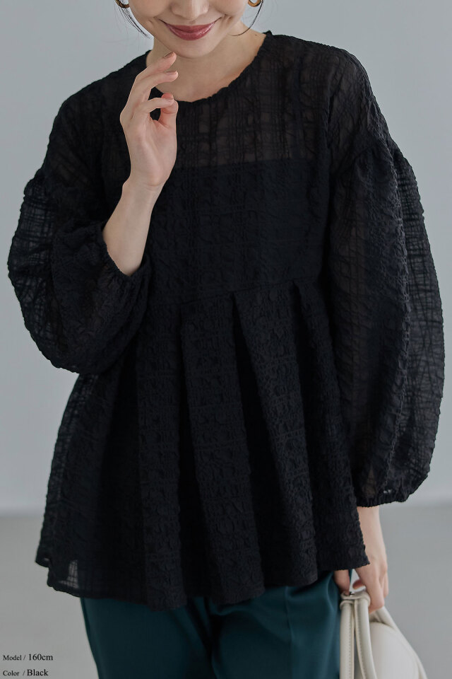 ふくれシアーペプラムブラウス※一部店舗のみ入荷