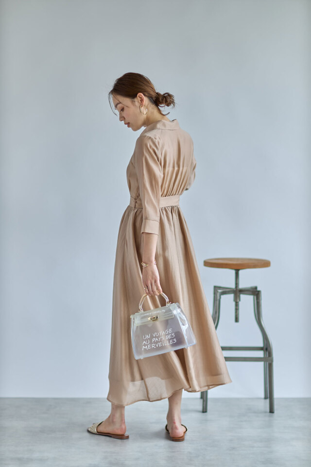 Nanaさん着用】シアーサテンシャツワンピース 