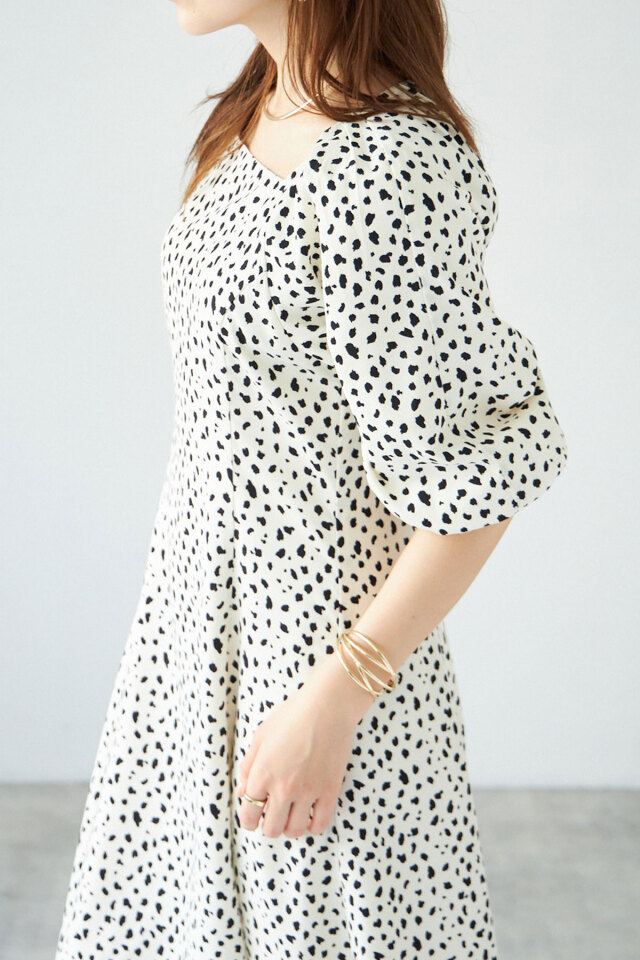 Nanaさん着用】ダルメシアンスクエアAラインワンピース