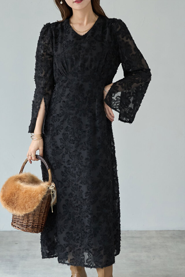 シャギージャガードワンピース