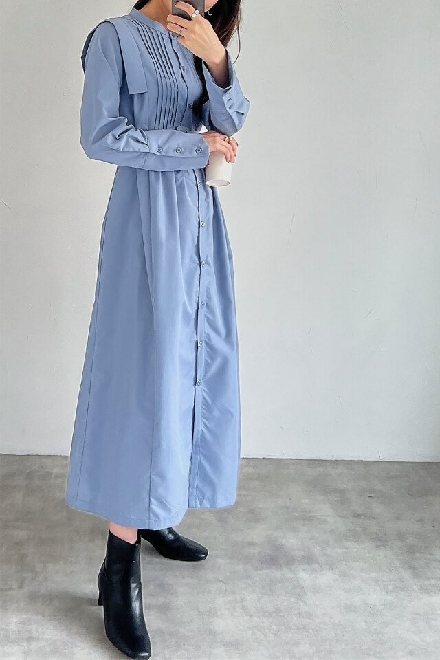ベルテッドピンタックシャツワンピース※一部店舗のみ入荷