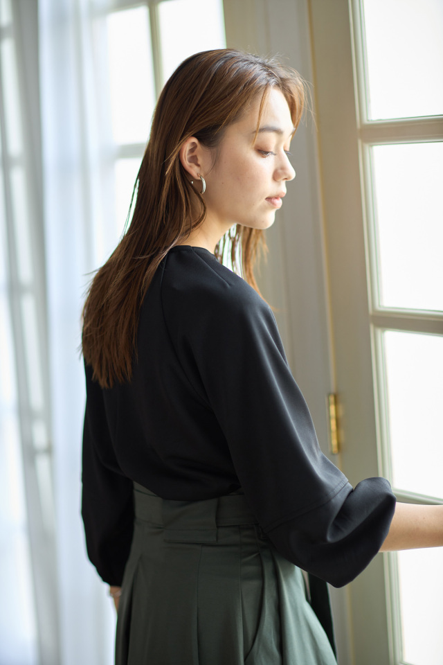 yoihi ランタンスリーブブルゾン ブラック ランタンスリーブブルゾン_ブラック | YOIHI