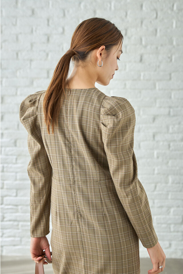ワンピース tion Iラインチェックワンピース