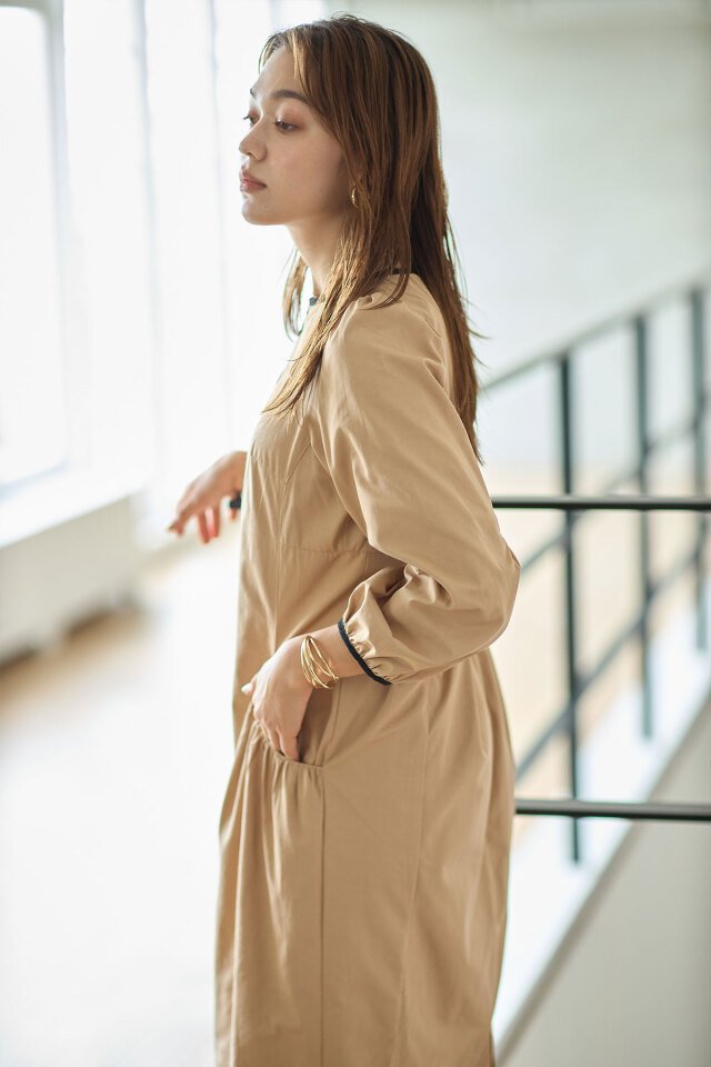 配色パイピングデザインワンピース