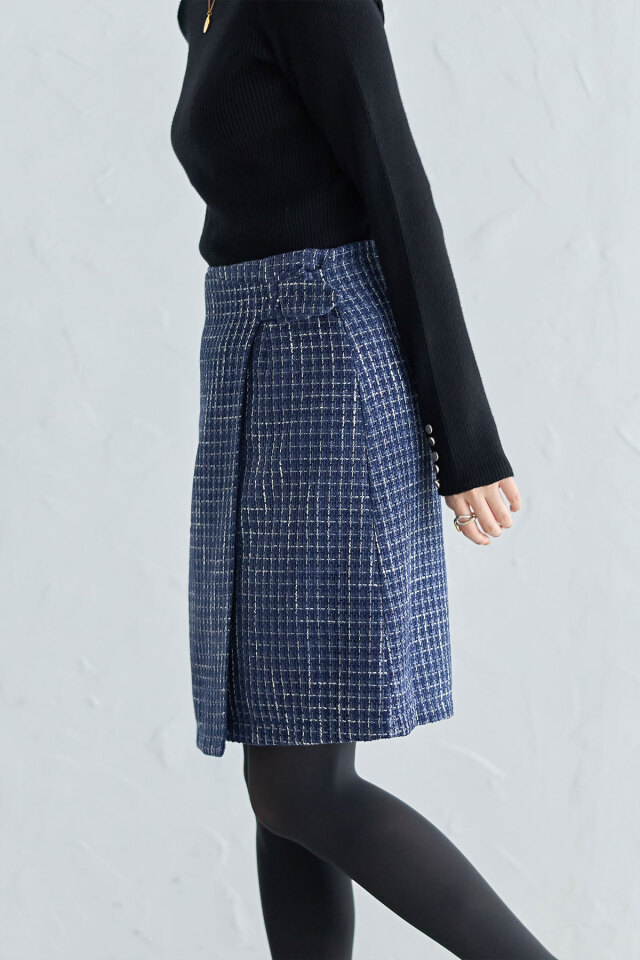 ツイードラップ台形スカート