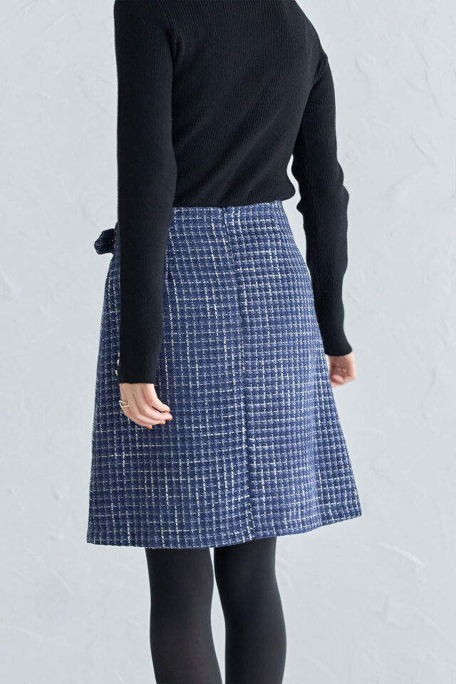 ツイードラップ台形スカート