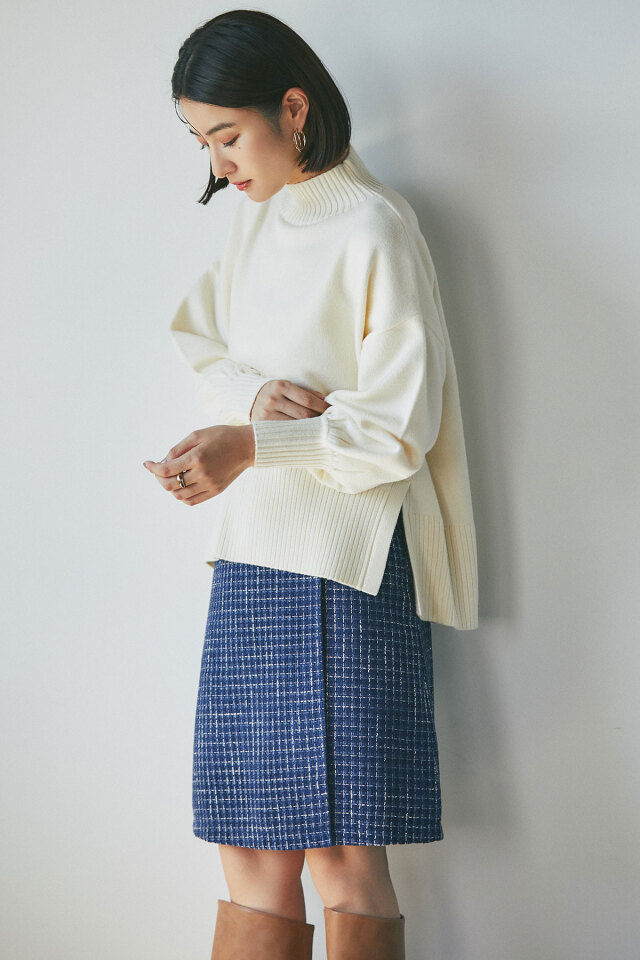 ツイードラップ台形スカート