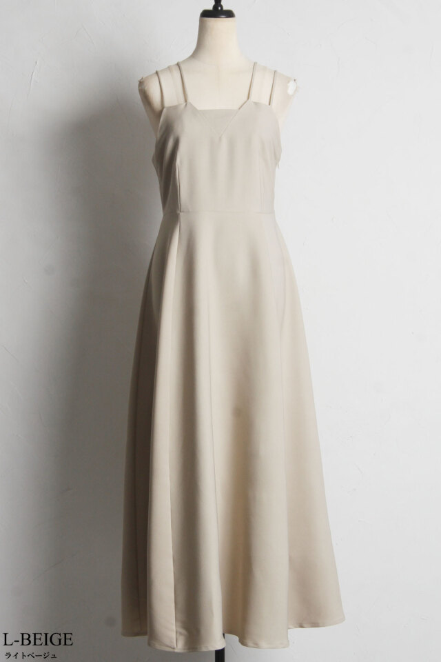 ネックデザインフレアキャミワンピース