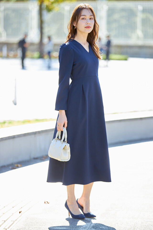&.NOSTALGIA navy】カシュクールライクワンピース