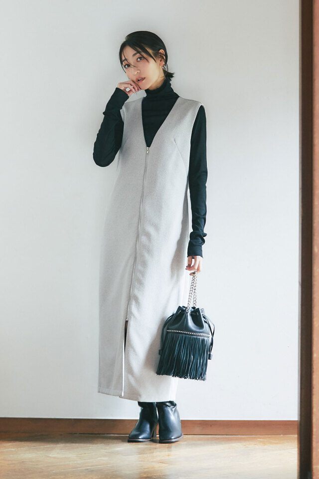 金子麻貴さん着用】フロントジップジャンスカ