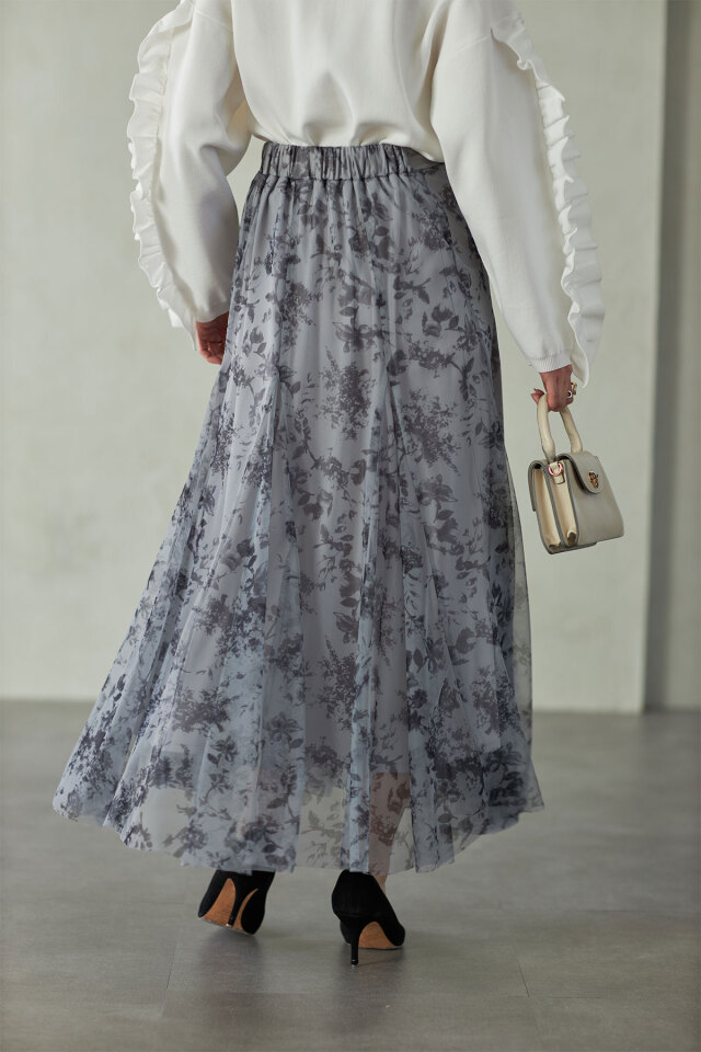 人気☆グレースコンチネンタル フラワーチュール フレアスカート グレースコンチネンタルフラワー刺繍チュールレーススカート 花柄フレア38