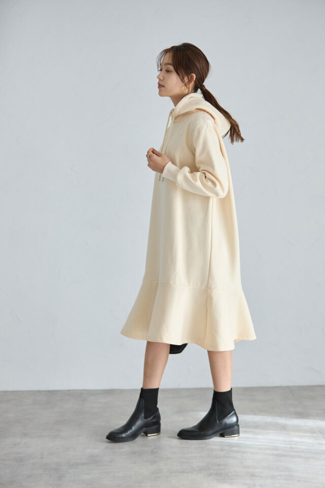 裏起毛パーカーワンピース