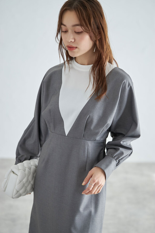 チョーカー風バイカラーワンピース | outlet | axes femme
