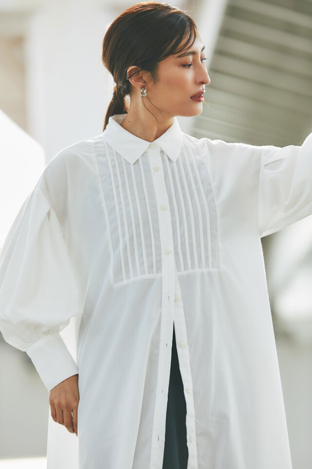 ピンタックシャツワンピース