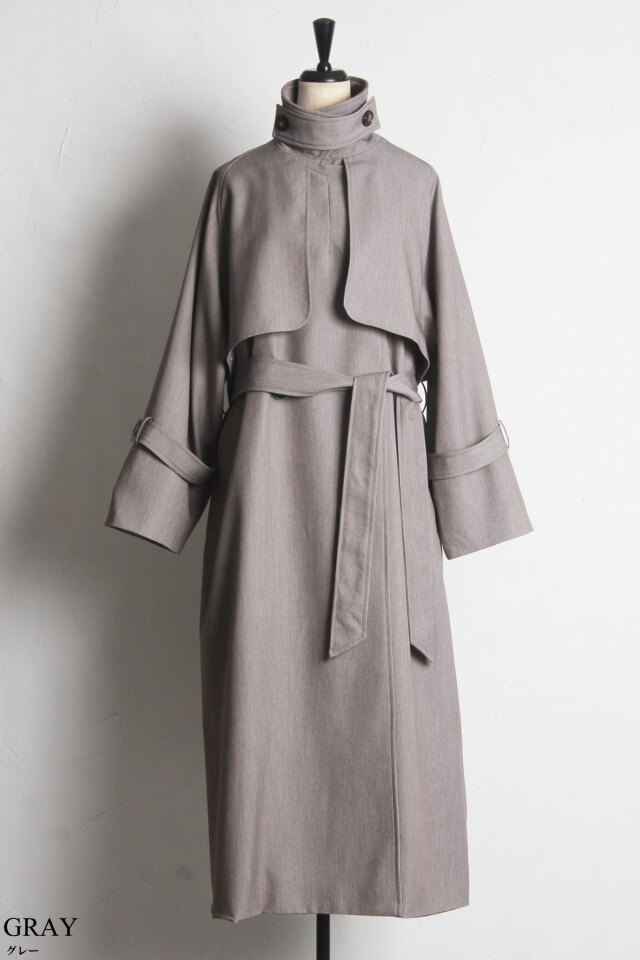 スタンドカラートレンチコート 