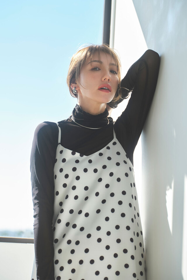 美香さんコラボ】ドットティアードキャミワンピース 