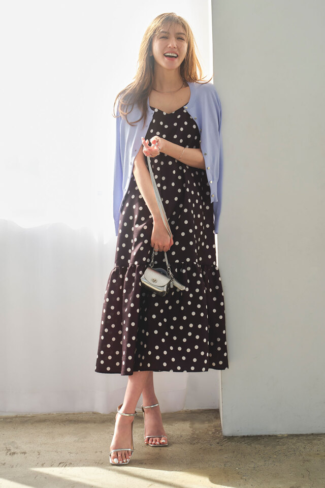 美香さんコラボ】ドットティアードキャミワンピース 